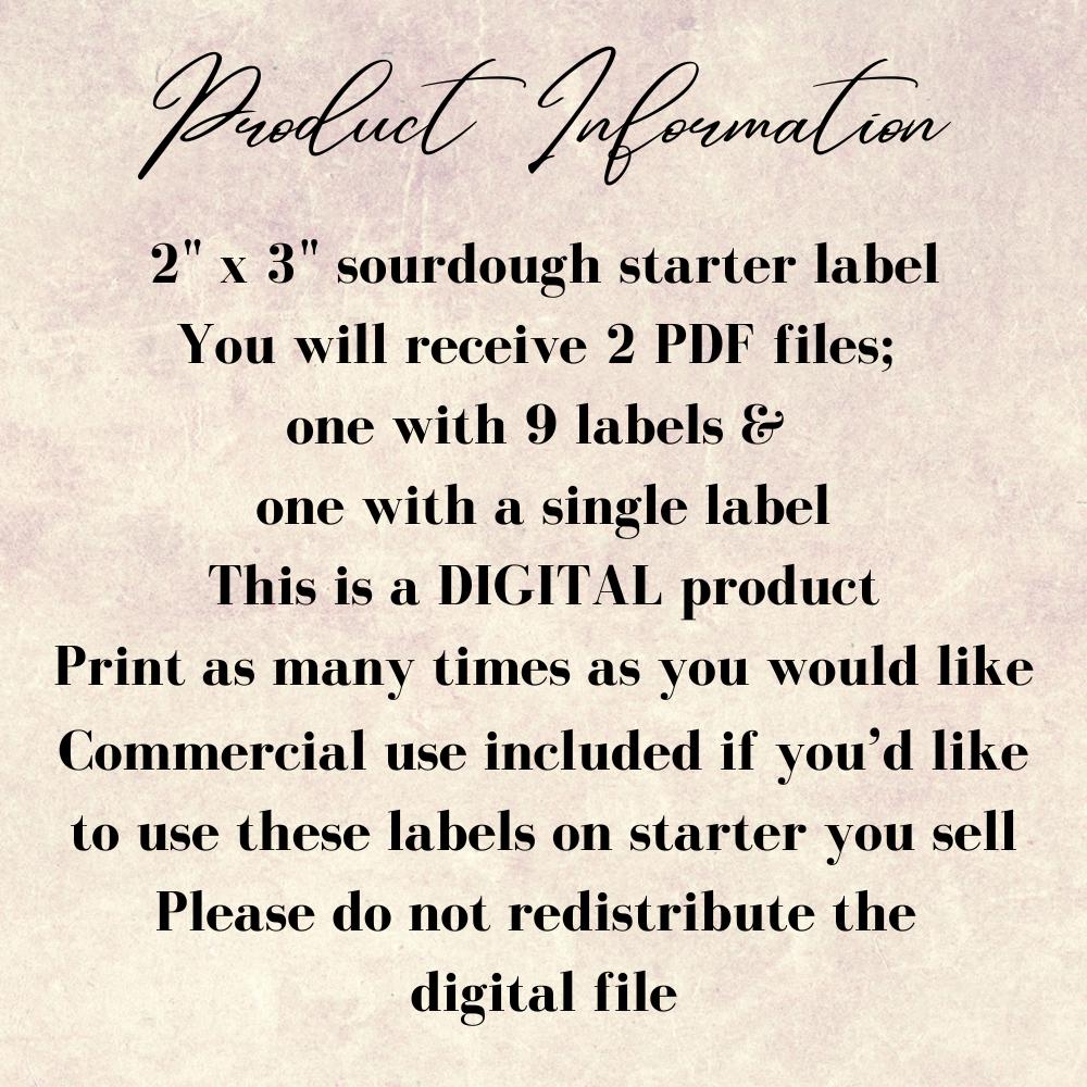 Starter Labels Printable Sourdough Starter Labels Fermentation Jar Tags Digital ...