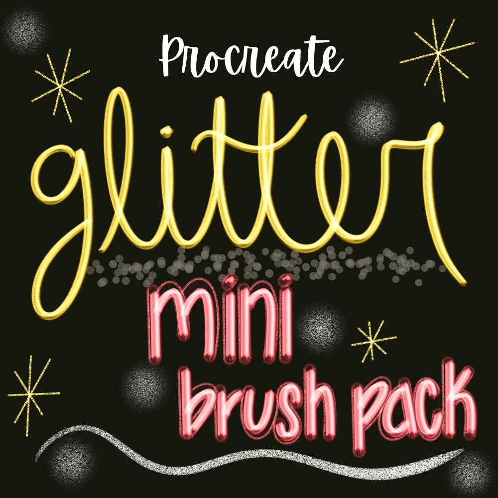 Glitter Brushes for Procreate – Metallic Brush Bundle with Gold, Rose Gold, Silver + Bonus Color Palette
