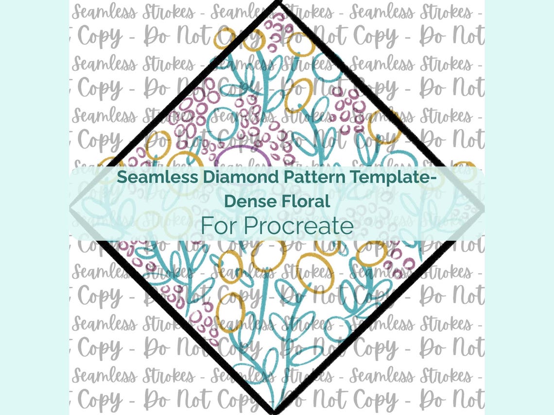 Seamless Diamond Pattern Template for Procreate, Create Your Own Floral ...