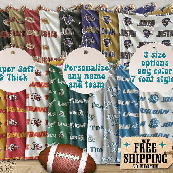 Personalized Favorite Team blanket, Customize Your Football Team, Gift for Sports Team Fan, Personal Name Gift, Plush velveteen minky throw