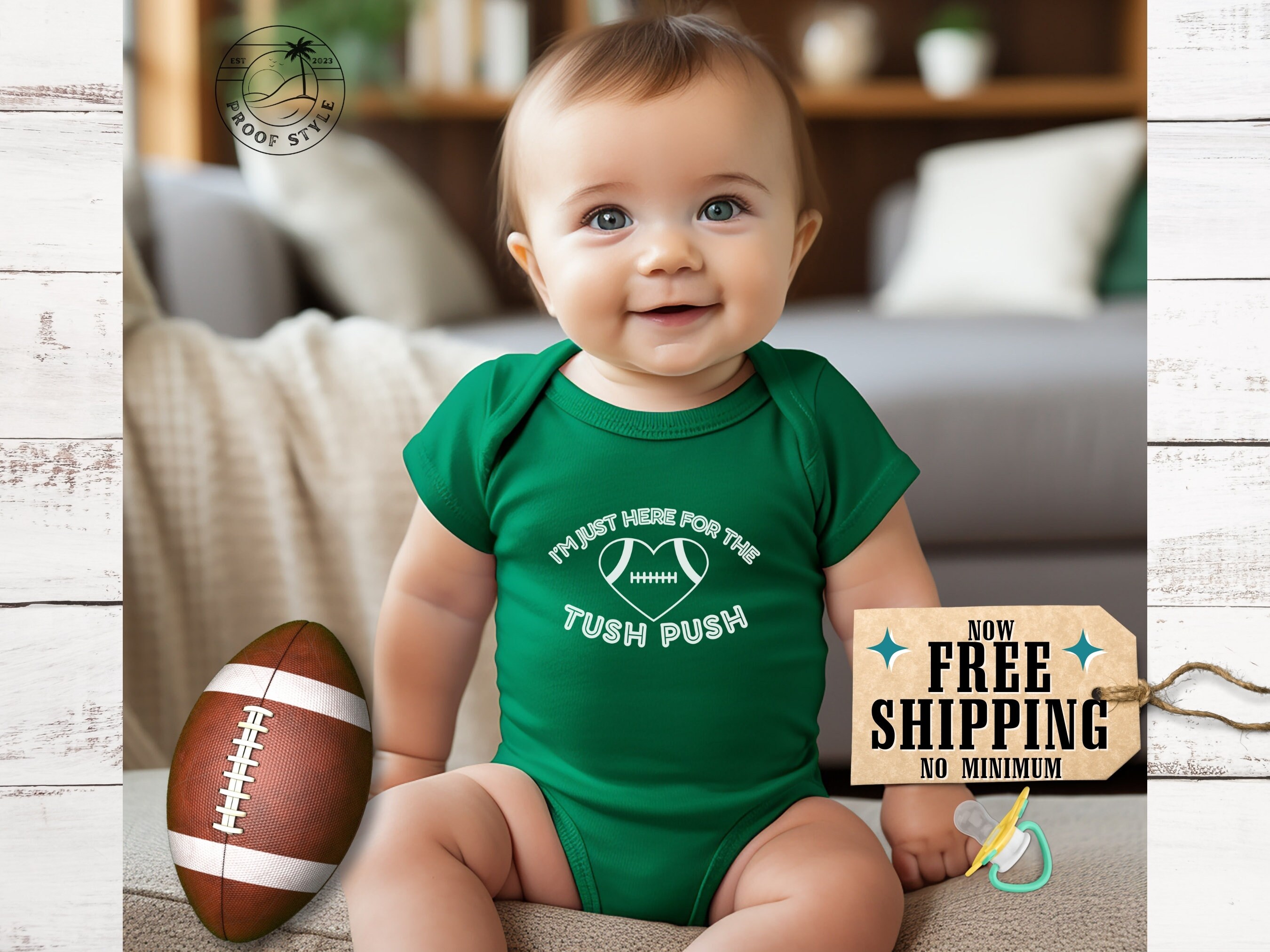Philadelphia Eagles Tush Push Bodysuit, Baby Gift for Eagle Fan, Philly
