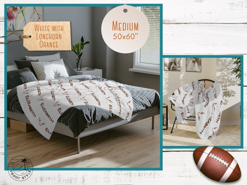 Personalized Name Texas Longhorn Blanket, Custom UT Austin Blanket