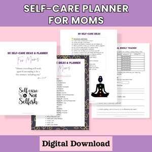 Mom&#39;s Self-Care Planner: Printable Wellness Journal, Daily Self-Care Tracker, Mental Health Planner, Mom Life Organizer PDF