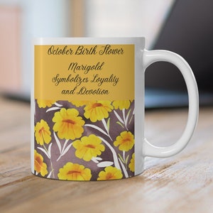 October Birthday Gift for Her Cup: Birth Month Gift with Birth Flower & Significance Mug   Best Friend Birthday Gift Mug   Thinking of You
