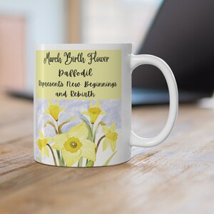 March Birth Month Birthday Gift Mug with Birth Flower & Significance For A Gift Box For Women   40th Birthday Gifts   Thinking of You Gift