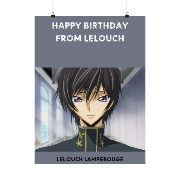 Lelouch Birthday Gift: Anime Poster with Custom Message | Lelouch Birthday Gift