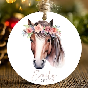 Watercolor Equestrian Gift Custom Ornament Horse Design Holiday Keepsake For Christmas Tree Hanging Horse Decoration Cowgirl Ornament Girl