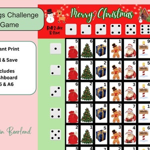 Kerstbesparingsuitdagingsspel met dashboard, afdrukbaar, directe PDF-download