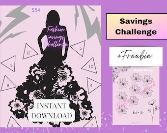 Fashion Savings Challenge, Goal Tracker, Cash Budget, Printable Instant PDF Download
