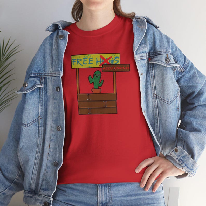 Free Hugs T-Shirt, Acupuncture, funny casual tee, humor - Unisex Heavy Cotton Tee, Novelty Gift, Cool Graphic Shirt, Unique Sarcastic Top, image 9
