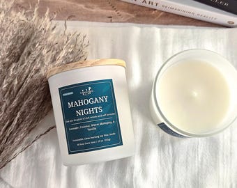Mahogany Nights Soy Candle: Lavender & Coconut Aromatherapy