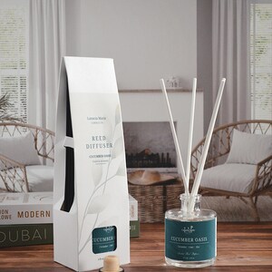 Cucumber Oasis Reed Diffuser: Spa Home Scent with Aloe & Bamboo