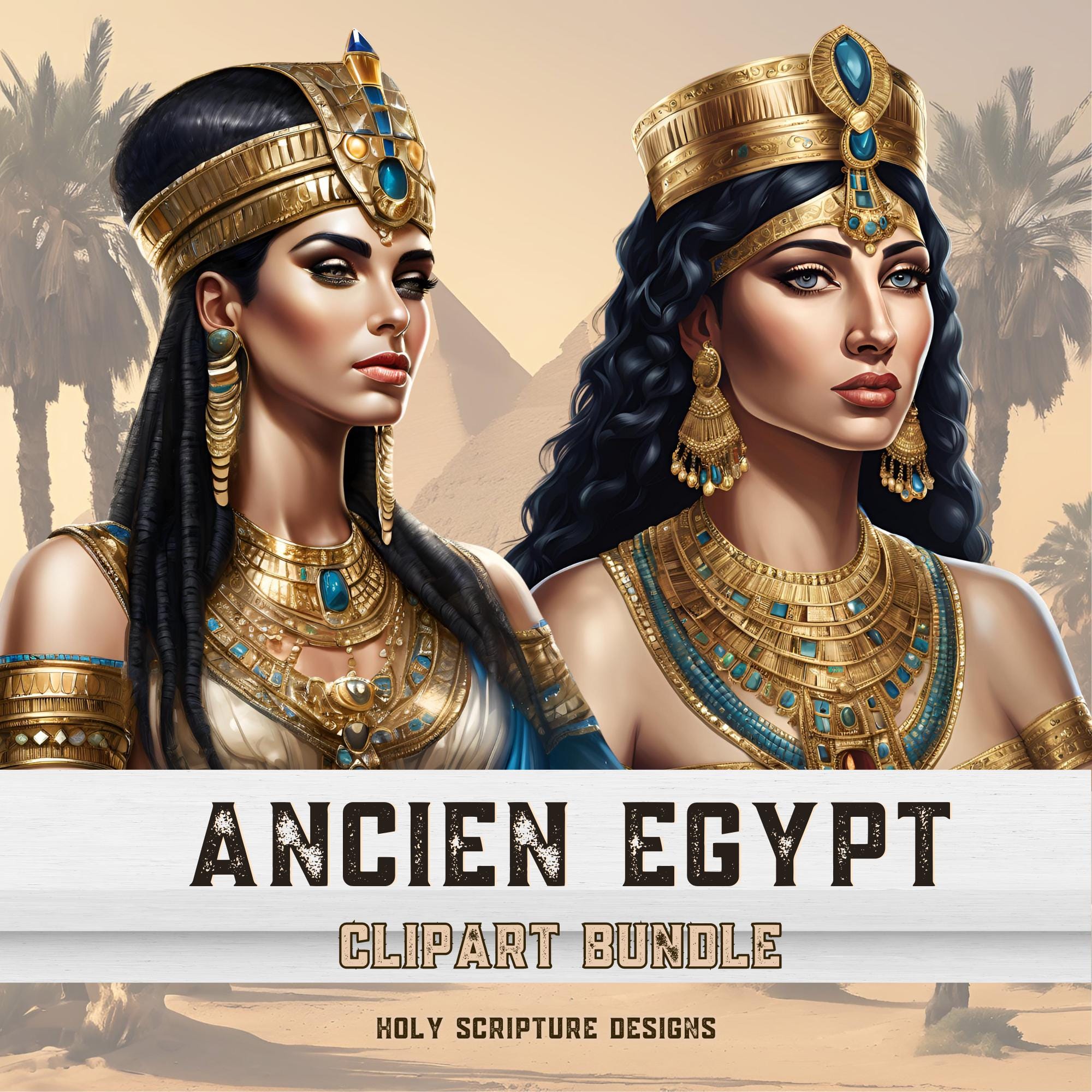Ancient Egypt Clipart Bundle, Cleopatra Pharaoh Goddess Clip Art ...