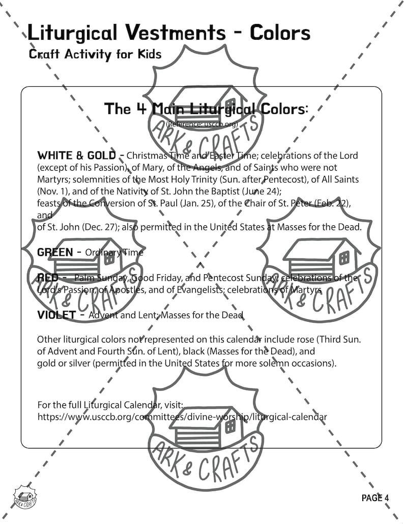 Priest Vestments Paper Doll: Catholic Colors Activity (printable PDF ...