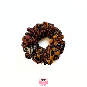 Rust Leopard and Tiger Print Hair Scrunchie, Animal Print Lightweight Semi-sheer Hair Tie, Elegant Fashion Must Haves, Gift for Her