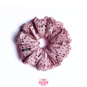 XL Dusty Pink Stretch Lace Knit Scrunchie, Large, Oversized, Giant, Jumbo, 90&#39;s fashion, scrunchies, hair tie, hair scrunchies, gift ideas
