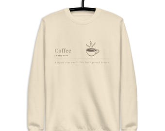 Kaffee Definition Sweatshirt - Lustiges Kaffee-Liebhaber Geschenk, gemütlicher minimalistischer Unisex Rundhalsausschnitt