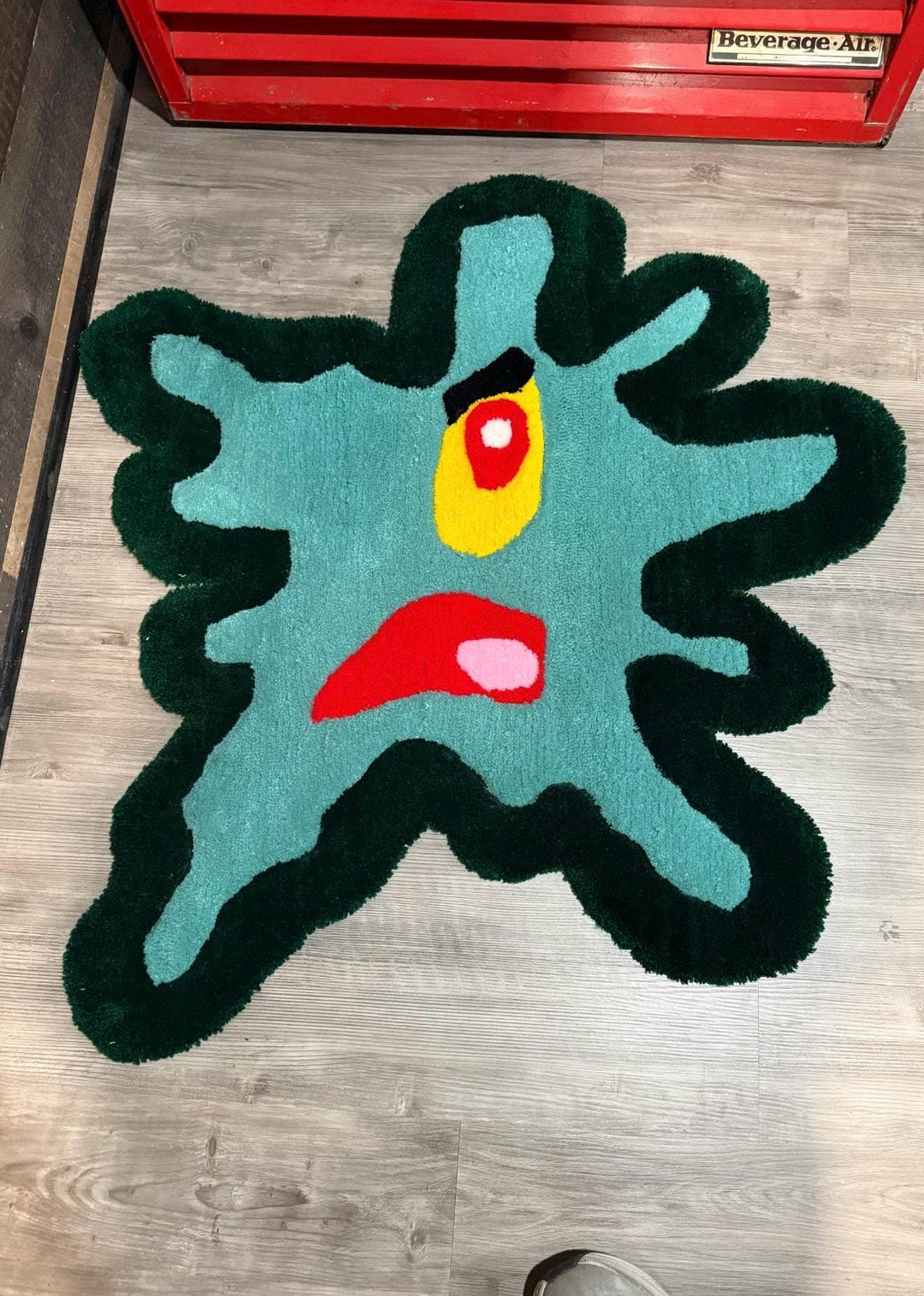 Squished Cartoon Style Tufted Rug – Handmade 3x3 – Unique Abstract ...