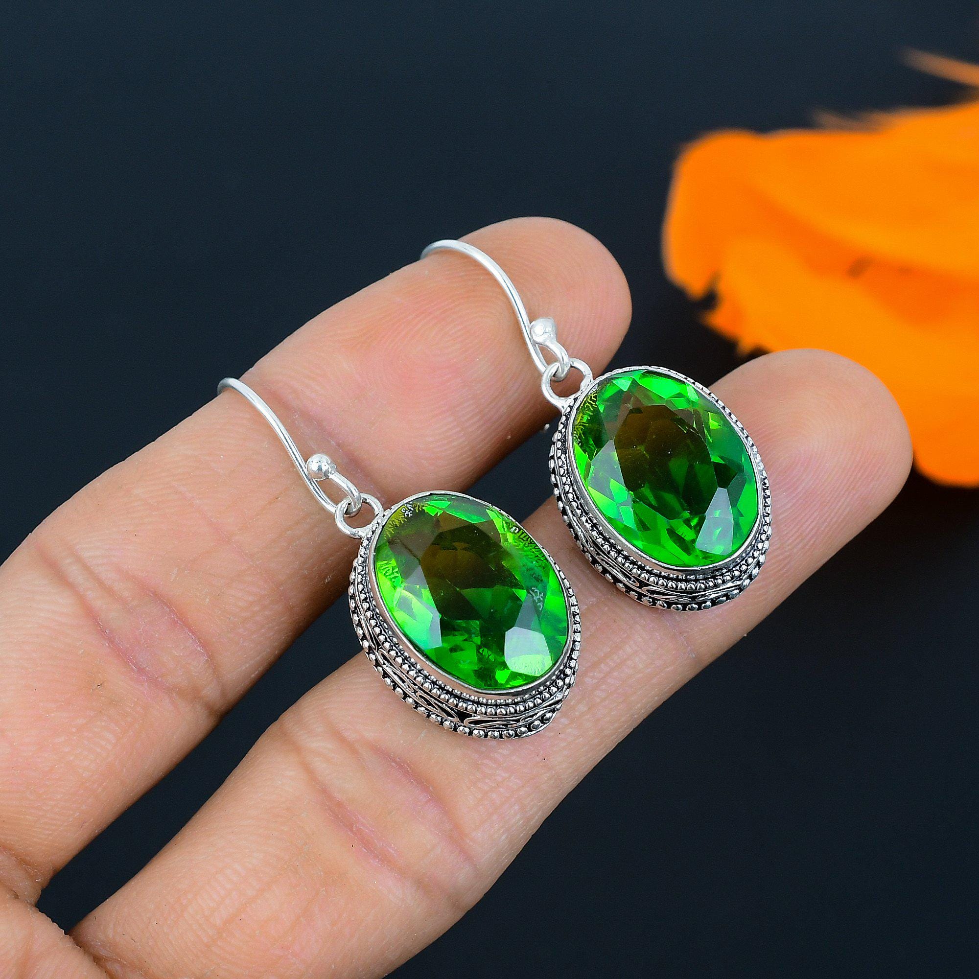 Orecchini Pendenti In Argento Sterling Con Gemma A Pera 8x6 Mm E Diamanti 0.85 Ct – Donna, Regalo