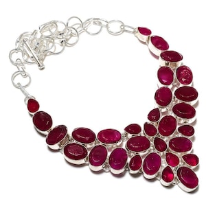 Kashmir Red Ruby Gemstone Handmade 925 Sterling Silver Ruby Necklace 925 Stamped Gemstone Natural Kashmir Red Ruby Necklace Gift For love