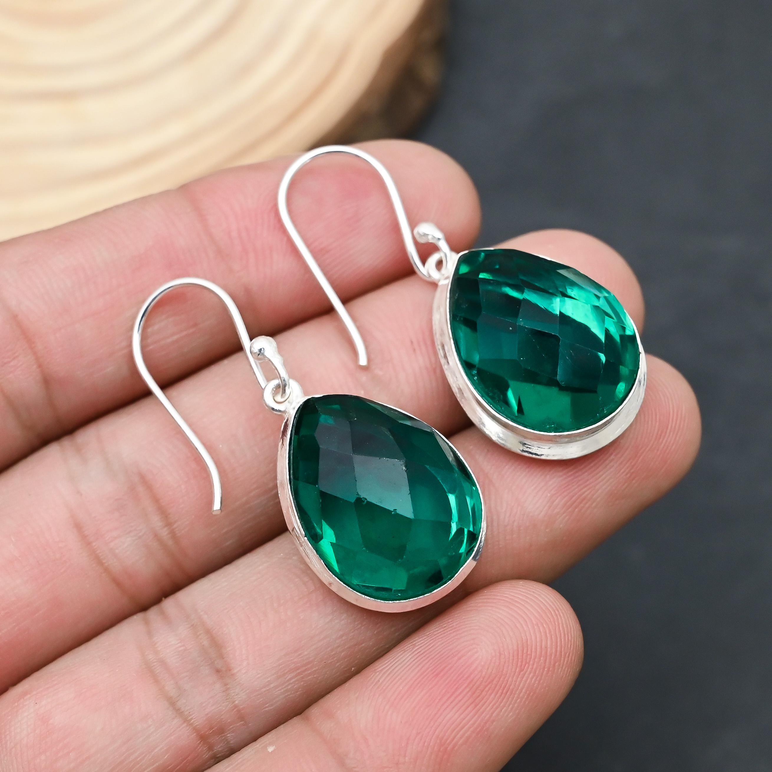 chrome-diopside-gemstone-earring-handmade-925-sterling-silver-jewelry