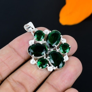 Chrome Diopside 925 Sterling Silver Pendant: Vintage Style Gemstone Jewelry