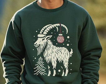 Yule Goat Holiday Sweatshirt, Unique Folklore Gift, Festive Winter Shirt, Unisex S - 5XL