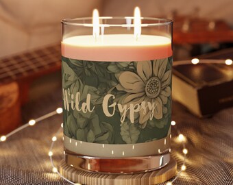 Floral Camo Scented Candle - Full Glass, 11oz, Seventh Avenue Apothecary, Home Decor, Great Gift Idea, Shades of Army Green and Coyote Brown
