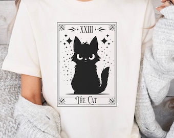 Cat Tarot Shirt, Funny Cat Shirt, Tarot Tshirt, Gift for Tarot Lovers, Gift for Cat People, Unisex Jersey Short Sleeve Tee XS - 5XL