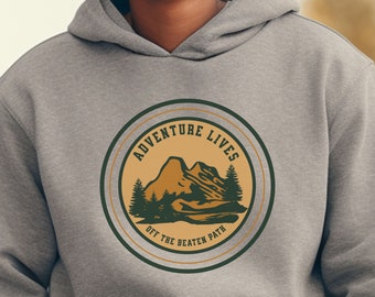 Outdoor Adventure Camping Hiking Hoodie Sweatshirt, Adventure Lives Off The Beaten Path, S - 5XL