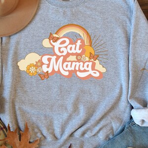 Groovy Cat Mama Retro-Inspired Sweatshirt Gift for Friends and Family Cat Mom Era