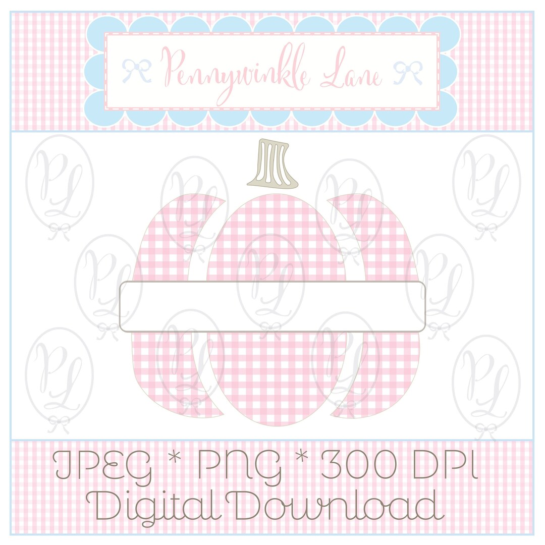 Pink Gingham Pumpkin PNG and Name Plate for You to Personalize! Preppy ...
