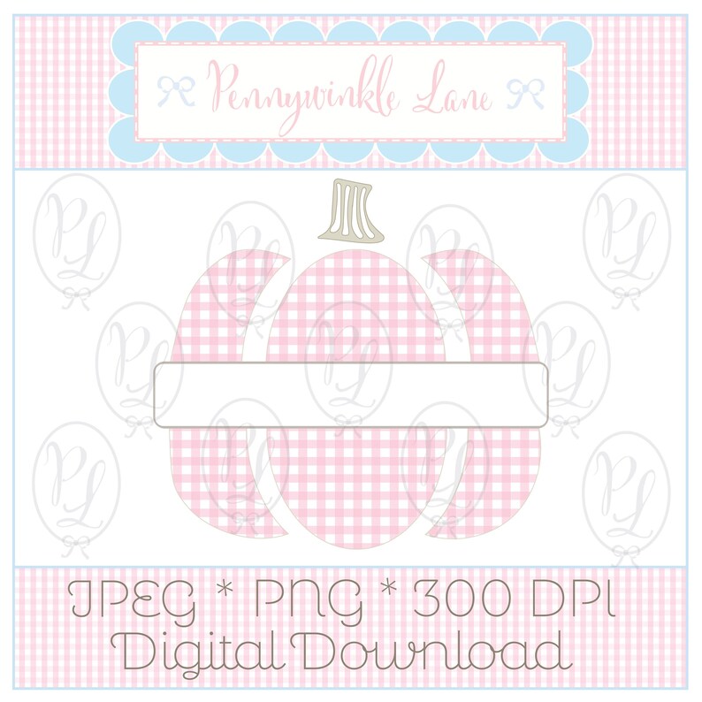 Pink Gingham Pumpkin PNG and Name Plate for You to Personalize! Preppy ...