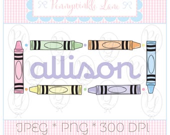 Pastel Crayon Frame: Back to School PNG, JPEG (Digital Download)