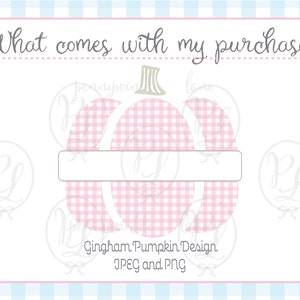 Pink Gingham Pumpkin PNG and Name Plate for You to Personalize! Preppy ...