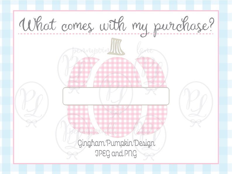 Pink Gingham Pumpkin PNG and Name Plate for You to Personalize! Preppy ...