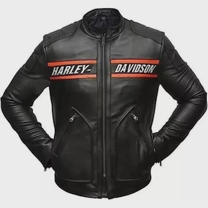 Harley Davidson Men&#39;s Motorcycle Leather Biker Jacket - Sheepskin Leather Jacket