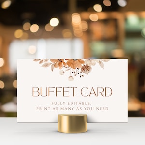 Boho Floral Buffet Food Karten EDITIERBARE, Tented & flach, druckbare Vorlagen, Hochzeit DIY sofortiger digitaler Download, Event Food Signs Decor