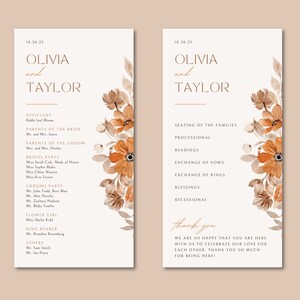 Boho Floral Wedding Ceremony Program EDITABLE, Printable Template ...