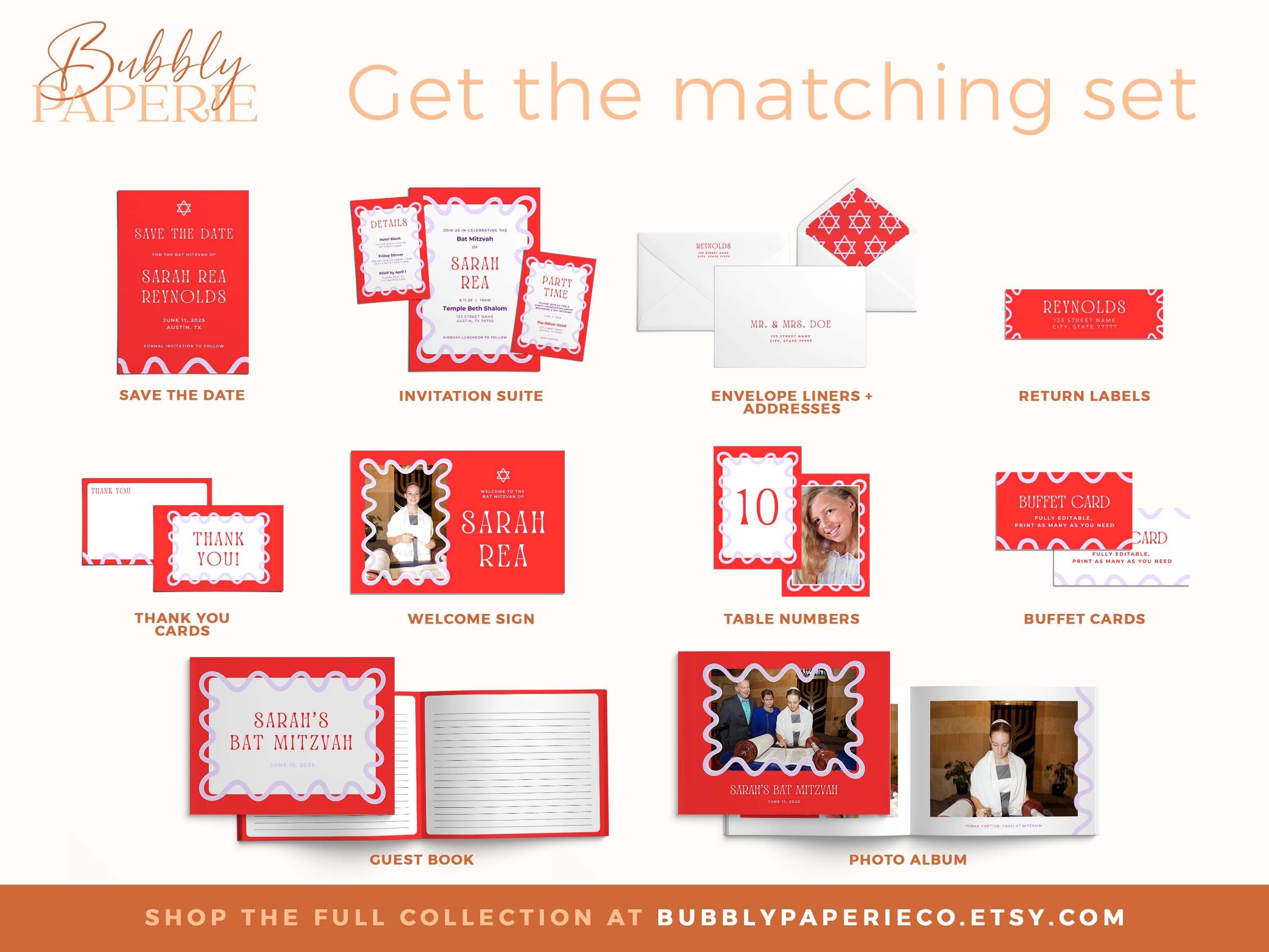 Table Party Events Table Numbers EDITABLE Event Table Numbers Digital Template, Red Purple Wavy Border ...