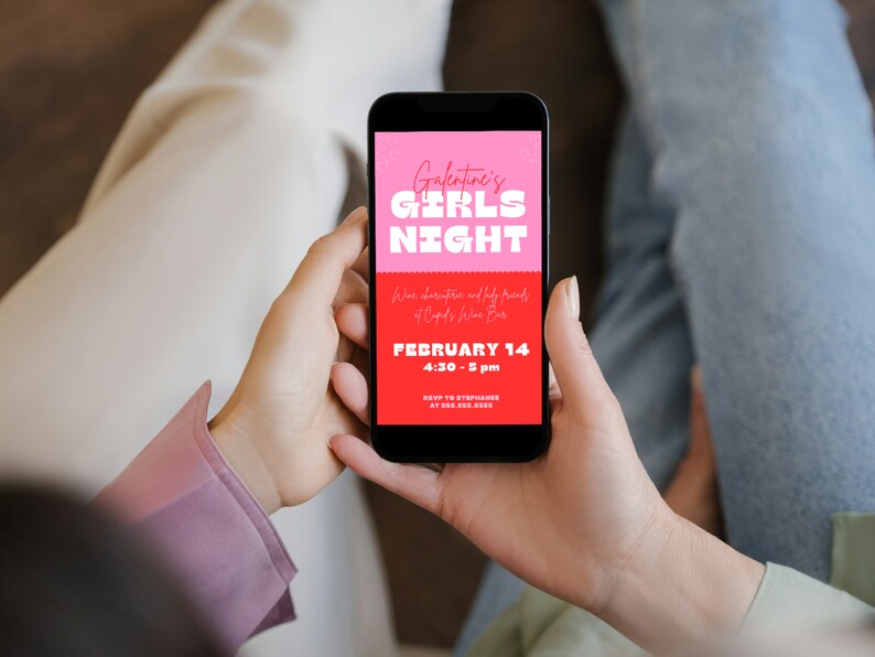 Editable Galentine's Day Party Invitation Template, Girls Night Invite ...