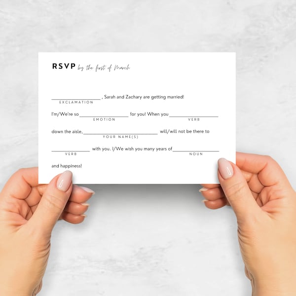 Wedding Madlibs - Etsy