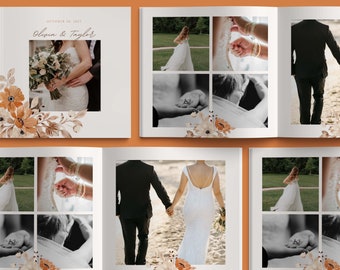 Boho Floral Wedding Photo Album EDITABLE, Custom Printable Template,  Terracotta Flowers, DIY Digital Download