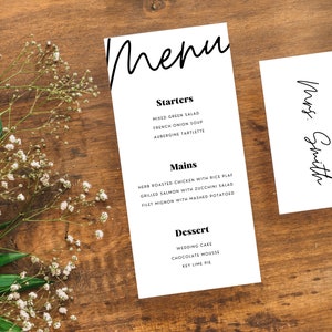Minimal Modern Wedding Reception Dinner Menu EDITABLE, Customizable Printable Event Decor Template, DIY Instant Digital Download