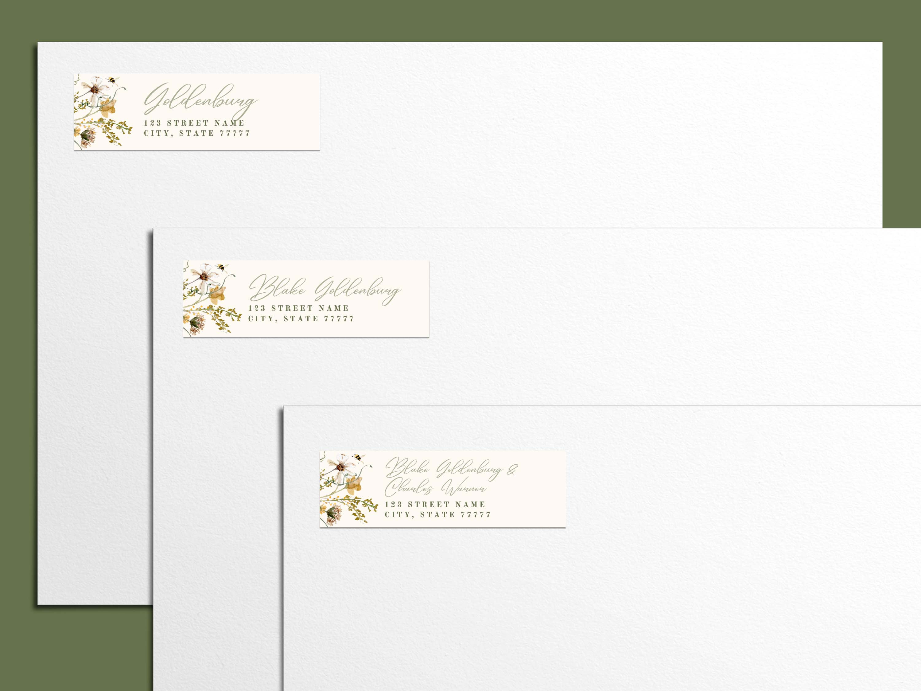 Wildflower Garden Whimsical Watercolor Return Labels EDITABLE Printable Templates, Boho Floral Illustration, Wedding Stationery