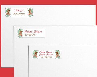 Classic Christmas Return Label EDITABLE Printable Template, Winter Holiday Handwritten Watercolor, Wedding Stationery, DIY Digital Download