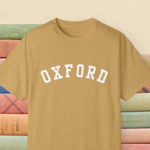 Oxford T-Shirt | Comfort Colors Garment Dyed Shirt, Anglophile gift, varsity shirt, collegiate, England shirt