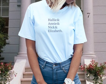 ハリーとアニーとニックとエリザベスのTシャツ | コンフォートカラーのガーメントダイシャツ、ザ・ペアレント・トラップのTシャツ、ナンシー・マイヤーズの映画Tシャツ