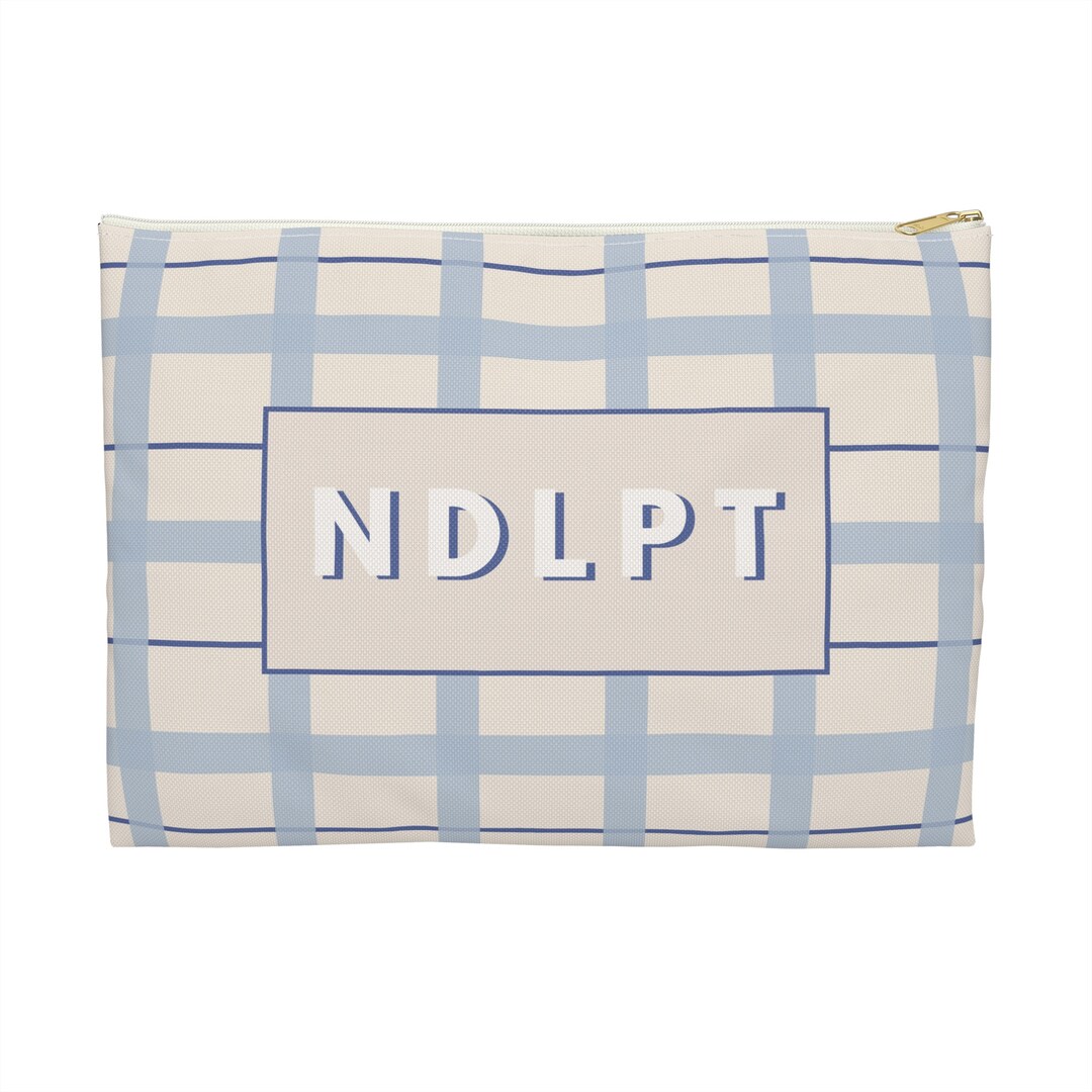 Needlepoint Project Bag NDLPT, Blue and Cream Plaid Needlepointer Stash