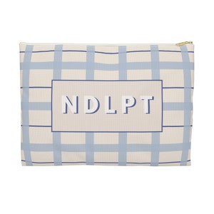 Needlepoint Project Bag - NDLPT, Blue and Cream Plaid | Needlepointer stash bag, NDLPT project pouch, Needlepoint bag